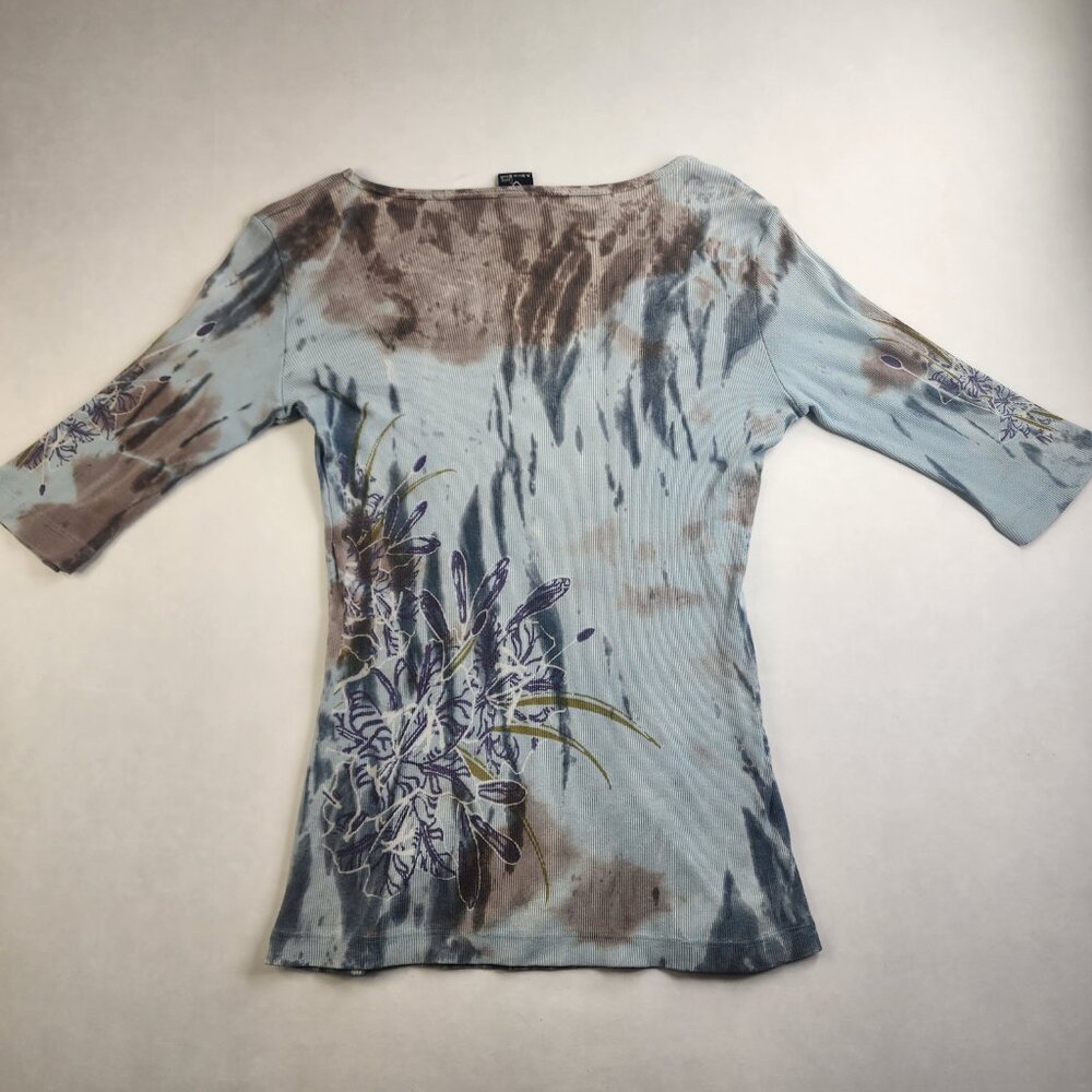 VTG Y2K Sledge USA Large L Thermal Graphic Shirt Cyber Fleur 3D Affliction Style - Picture 5 of 10